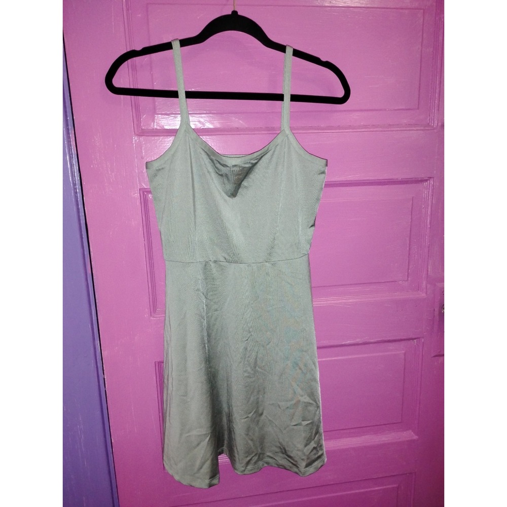 Y2K Hot Topic Alt Metallic Silver Spaghetti Strap Flare Skater Dress Small